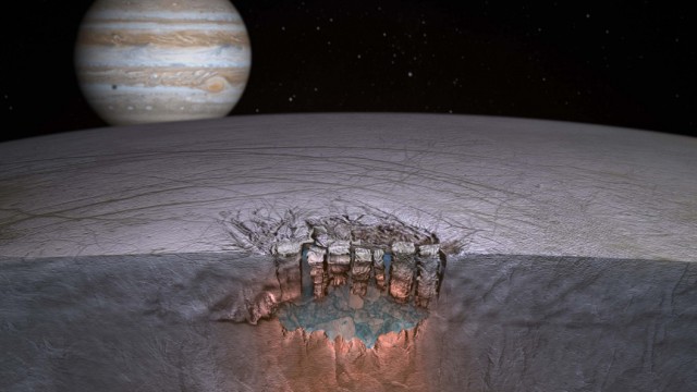 NASA handout image of Jupiter's moon Europa